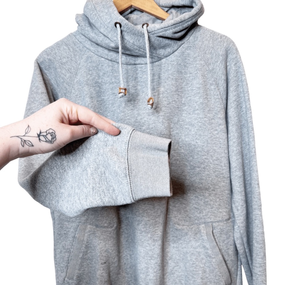 Tentree Basic Heather Grey Hooded Drawstring Sweatshirt - Picture 3 of 14